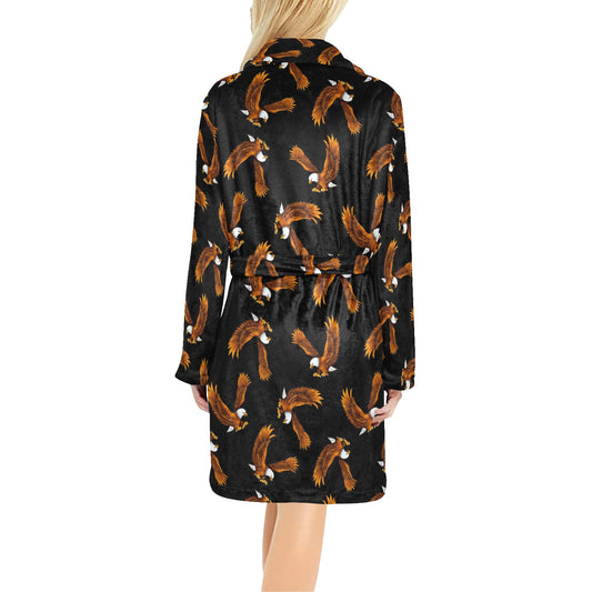 Eagles Print Pattern Women's Fleece Robe