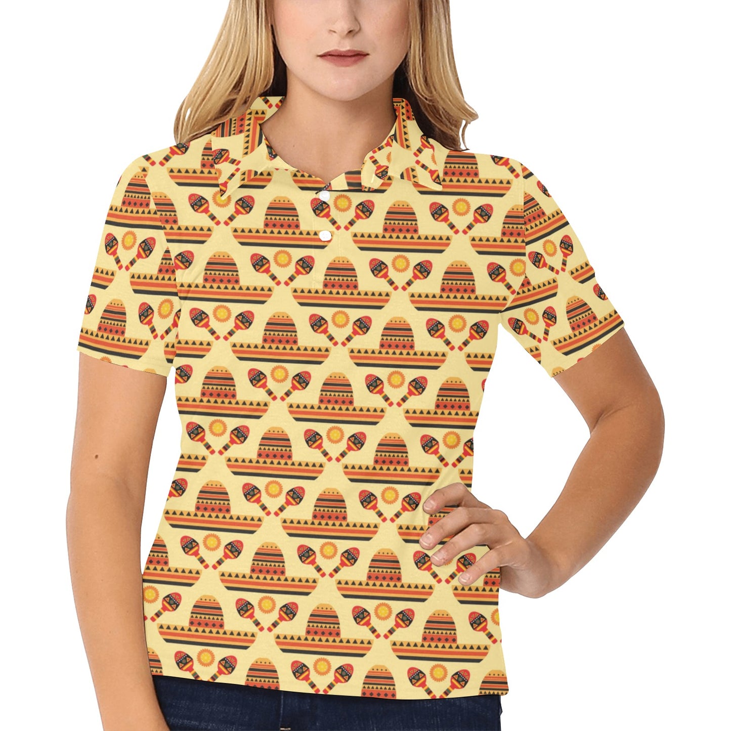 Maracas Print Design LKS403 Women's Polo Shirt