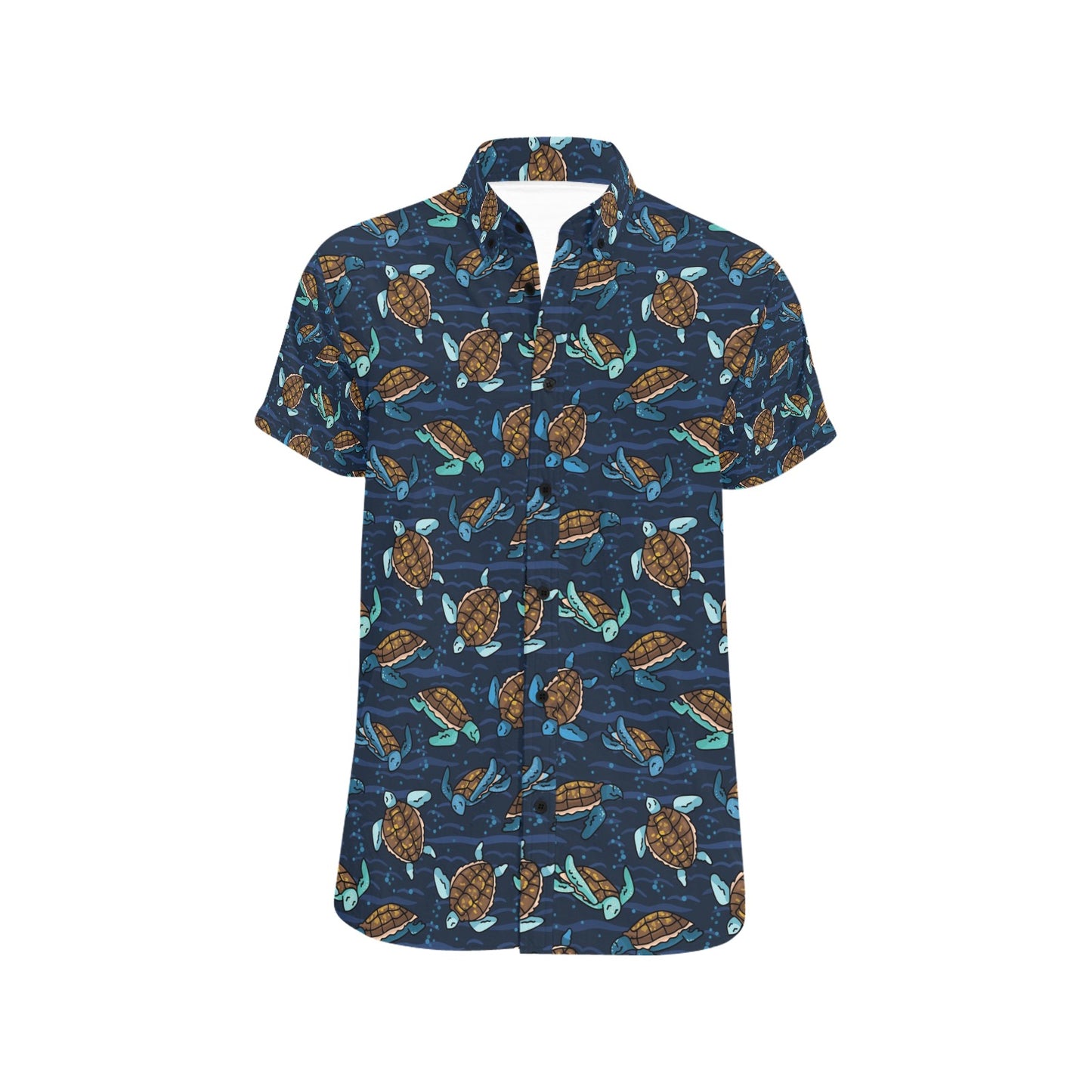 Sea Turtle Print Design LKS3011 Men Short Sleeve Button Up Shirt