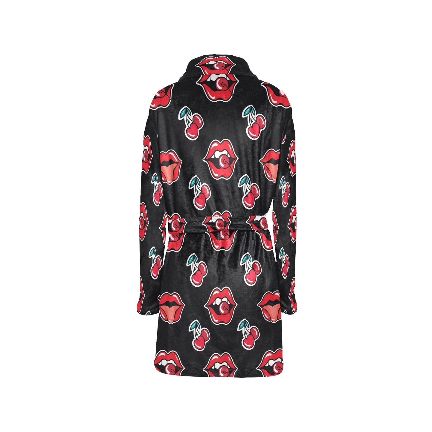 Cherry Pattern Print Design CH04 Women's Fleece Robe