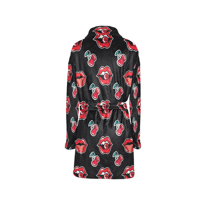 Cherry Pattern Print Design CH04 Women's Fleece Robe