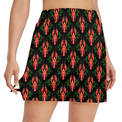 Lobster Print Design LKS403 17" Golf & Pickleball Skort with Pockets