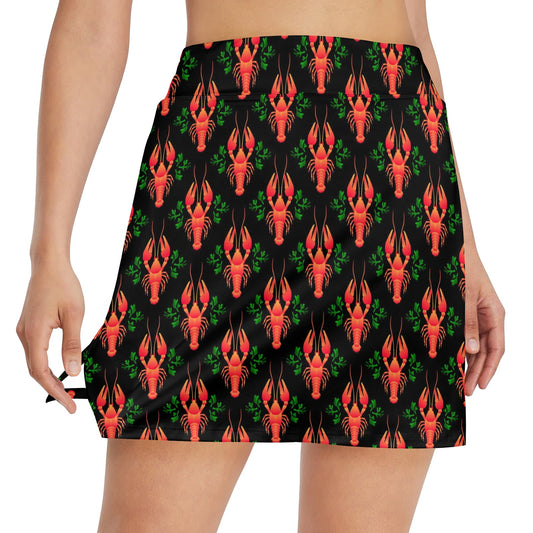 Lobster Print Design LKS403 Women's Golf Skirt with Pocket