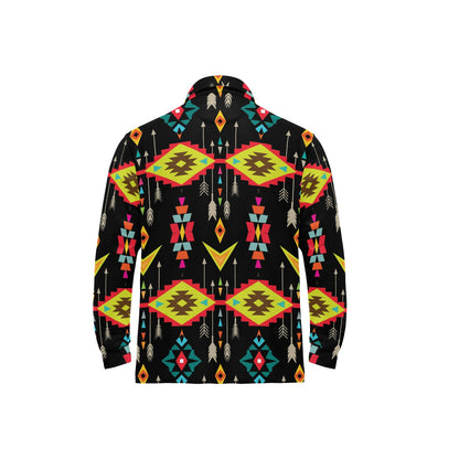 Native Pattern Print Design A05 Long Sleeve Polo Shirt For Men's
