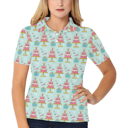 Cake Pattern Print Design 06 Women's Polo Shirt