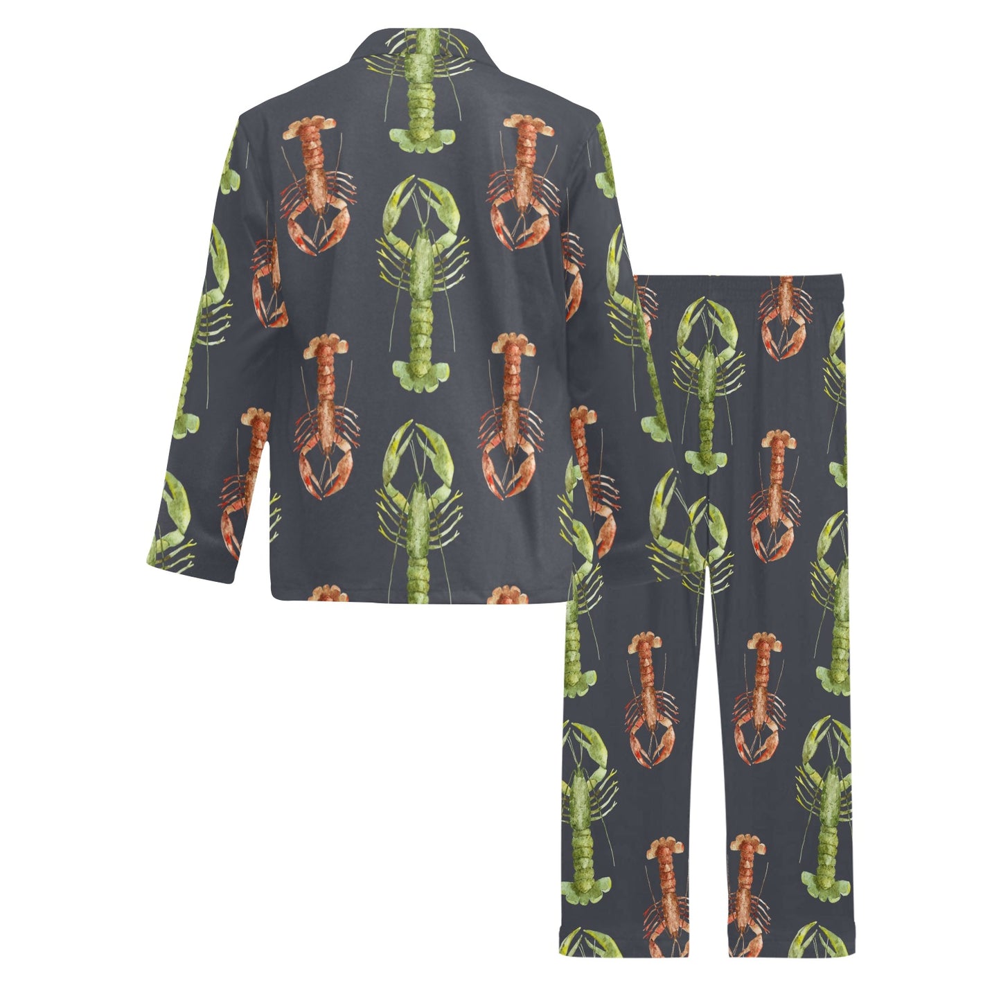 Lobster Pattern Print Design 01 Men's Long Pajama Set