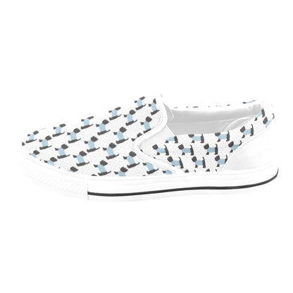Scottish Terriers Print Design LKS3012 White Slip Ons Canvas Women's Shoes