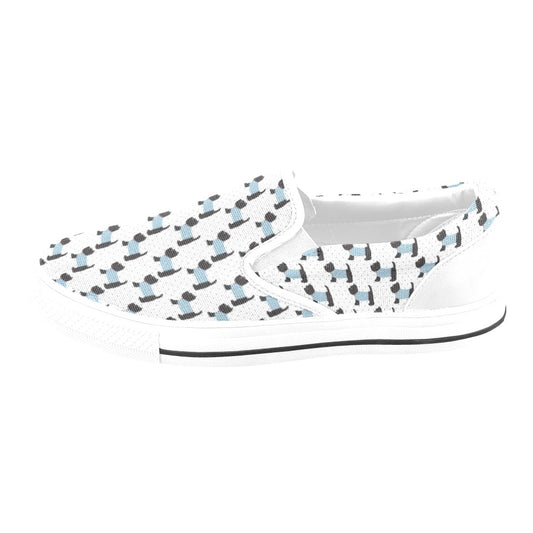 Scottish Terriers Print Design LKS3012 White Slip Ons Canvas Women's Shoes