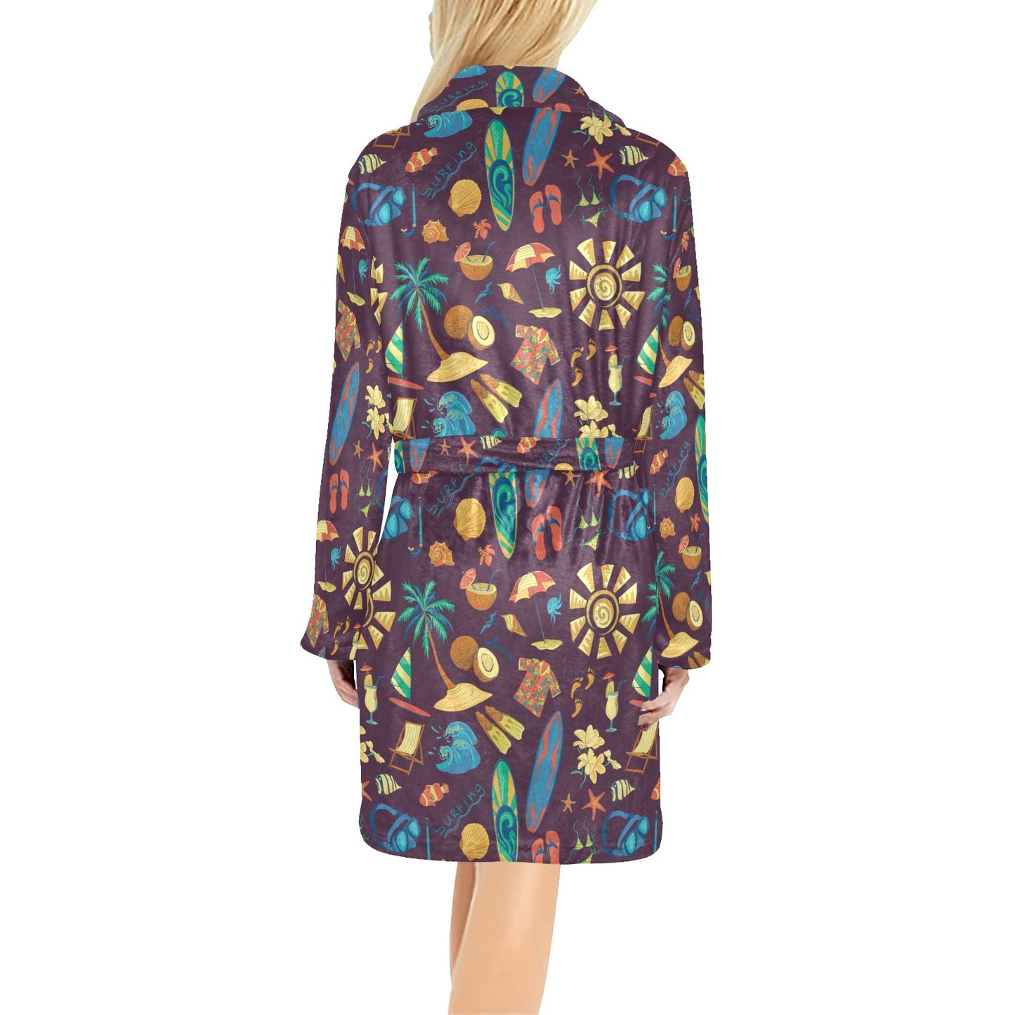 Aloha Hawaii Pattern Print Design 01 Women's Fleece Robe