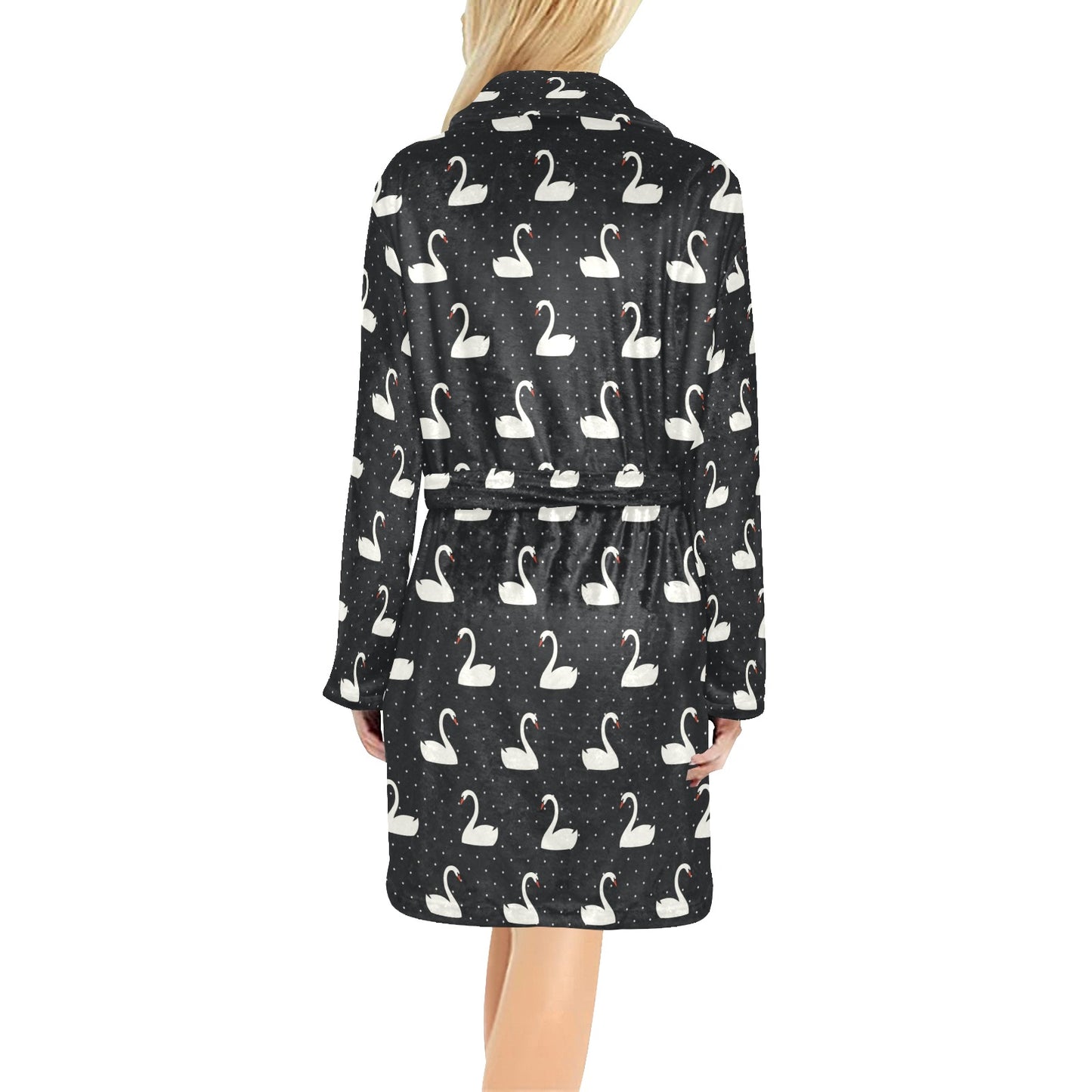Swan Print Design LKS401 Women's Fleece Robe