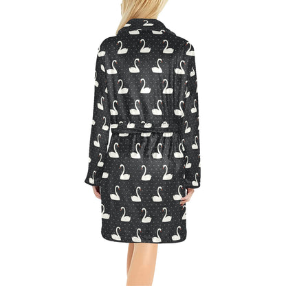 Swan Print Design LKS401 Women's Fleece Robe