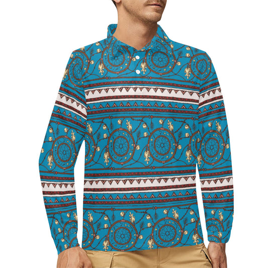 Dream catcher aztec Long Sleeve Polo Shirt For Men's
