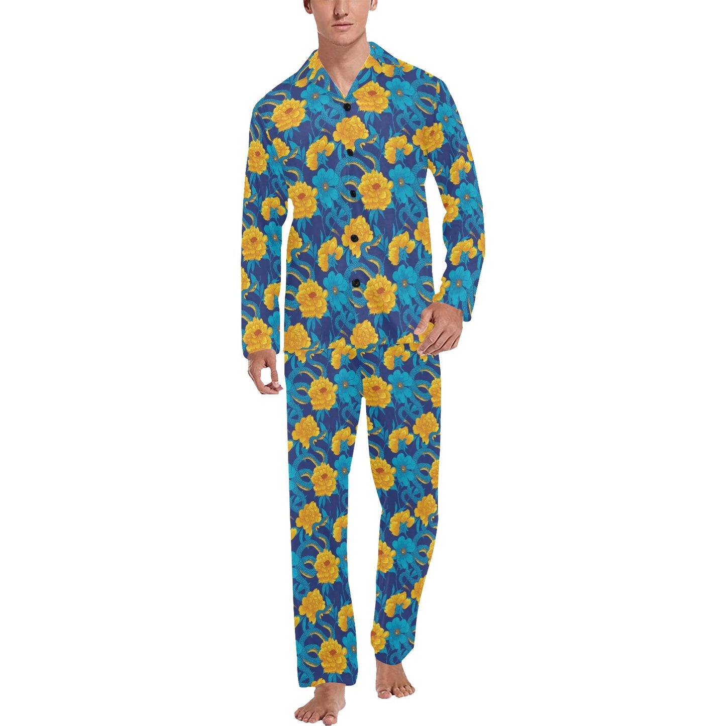 Boa Pattern Print Design 01 Men's Long Pajama Set