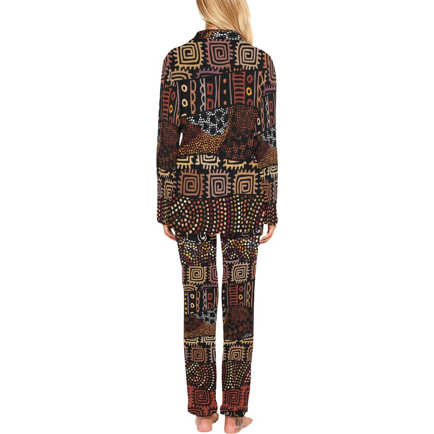 African Pattern Print Design 07 Women's Long Pajama Set