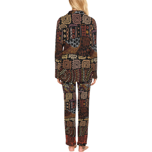 African Pattern Print Design 07 Women's Long Pajama Set