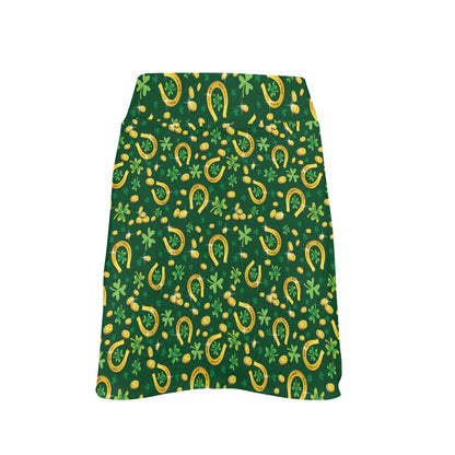 Shamrock Horse Shoes Saint Patrick's Day Print Design LKS307 17" Golf & Pickleball Skort with Pockets