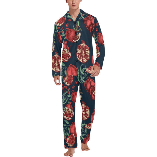 Pomegranate Pattern Print Design PG04 Men's Long Pajama Set