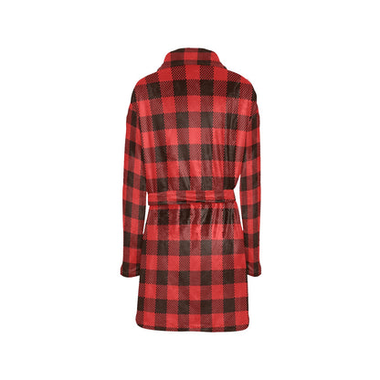 Buffalo check Red Pattern Print Design 05 Women's Fleece Robe