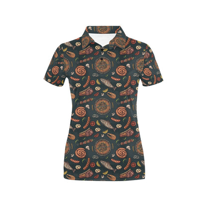 Barbecue Pattern Print Design 02 Women's Polo Shirt