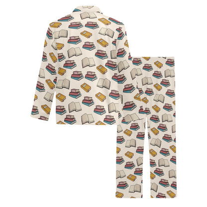 Book Pattern Print Design 04 Men's Long Pajama Set