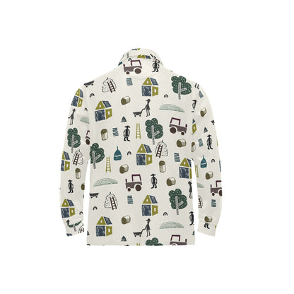 Agricultural Farm Print Design 01 Long Sleeve Polo Shirt For Men's