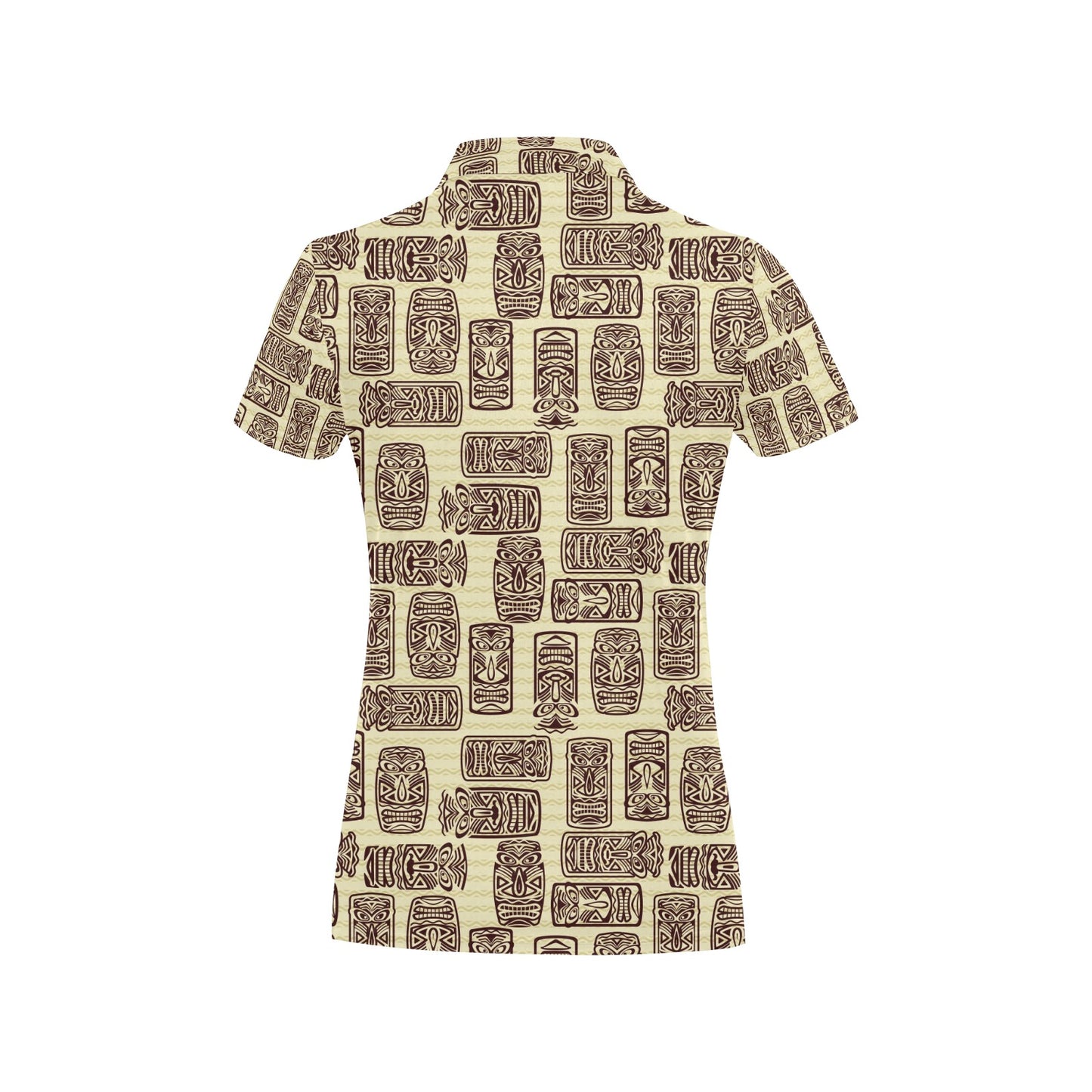 Tiki Brown Mask Print Women's Polo Shirt