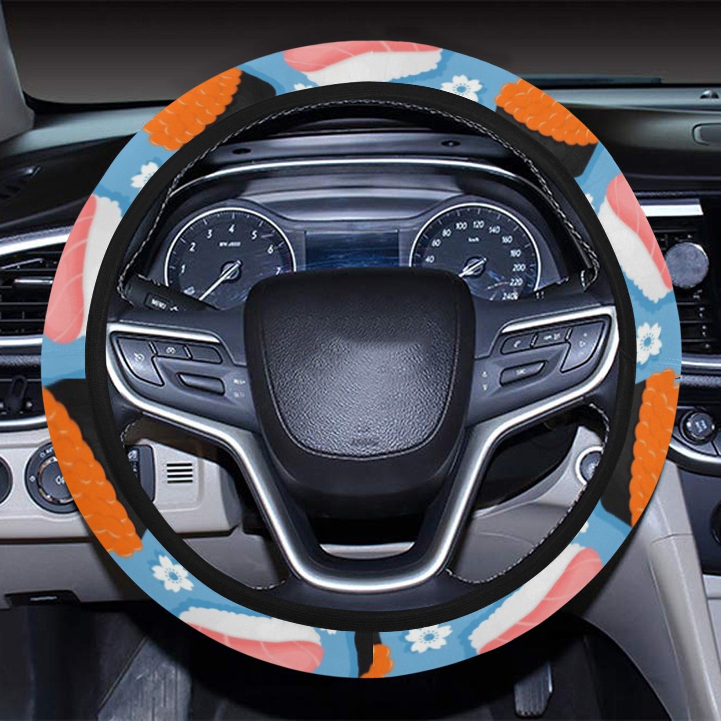 Sushi Print Design LKS304 Steering Wheel Cover with Elastic Edge