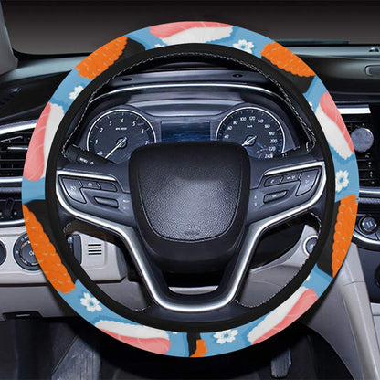 Sushi Print Design LKS304 Steering Wheel Cover with Elastic Edge