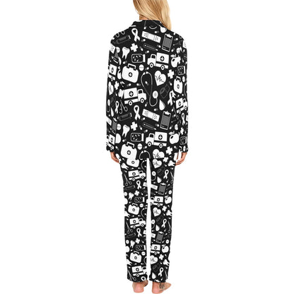 Medical Pattern Print Design 01 Women's Long Pajama Set