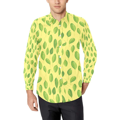 Spinach Print Design LKS302 Men's Long Sleeve Dress Shirt