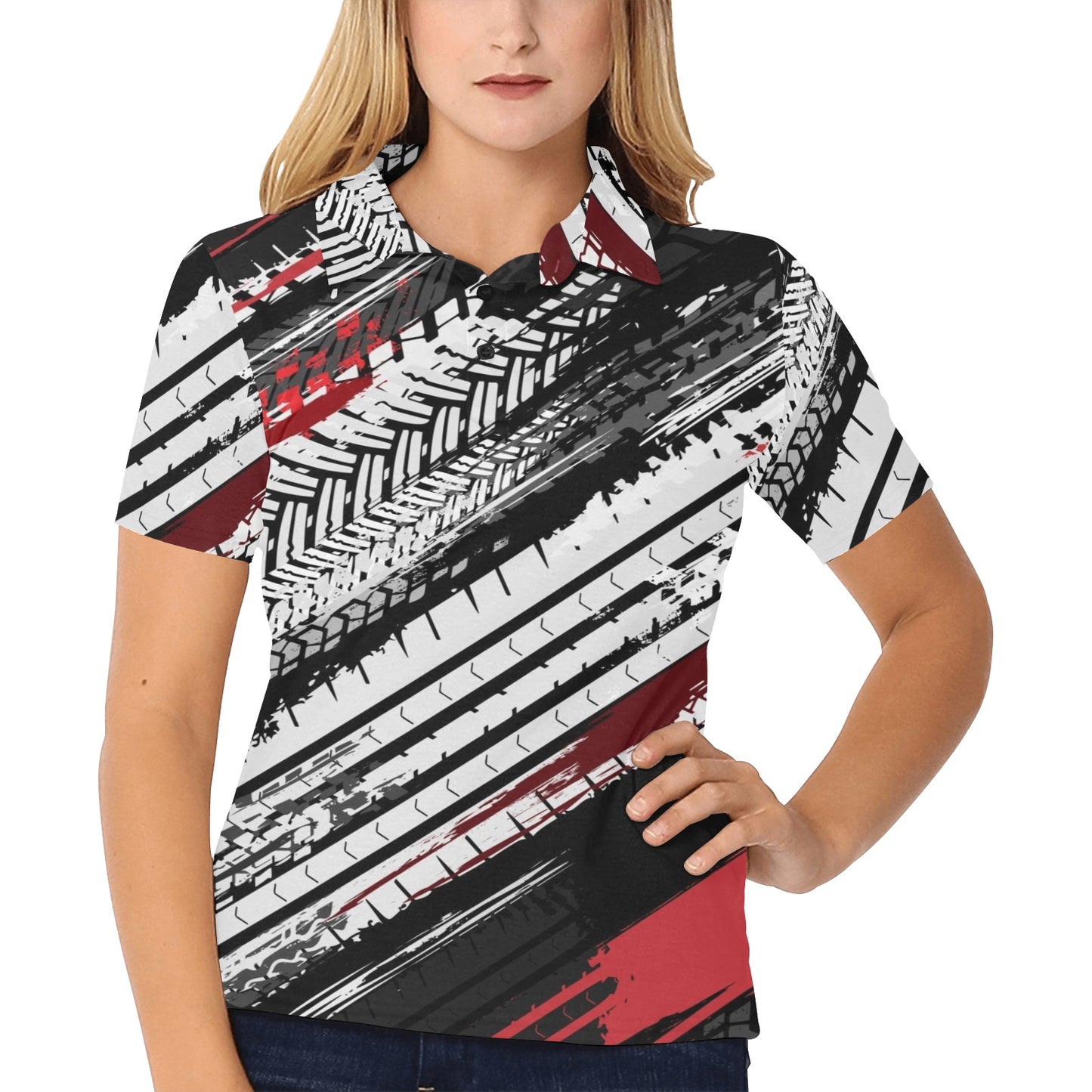 Racing Pattern Print Design A03 Women's Polo Shirt