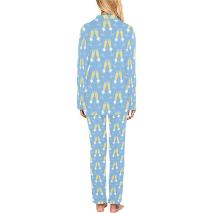 Champagne Pattern Print Design 06 Women's Long Pajama Set