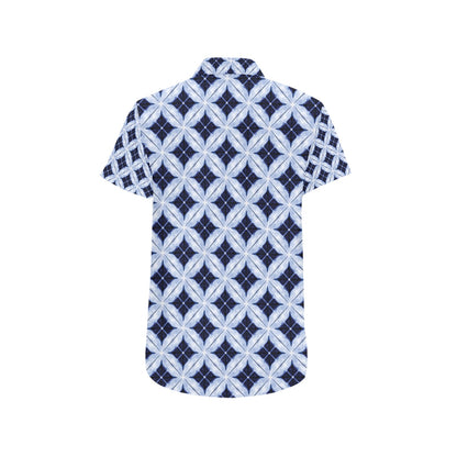 Tie Dye Print Design LKS308 Men Short Sleeve Button Up Shirt