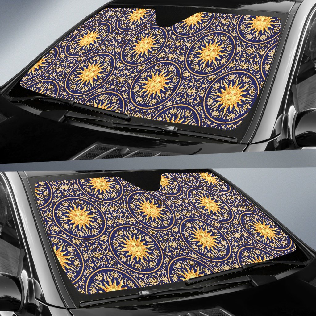 Celestial Gold Sun Face Car Sun Shade For Windshield