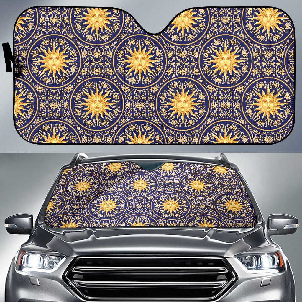 Celestial Gold Sun Face Car Sun Shade For Windshield