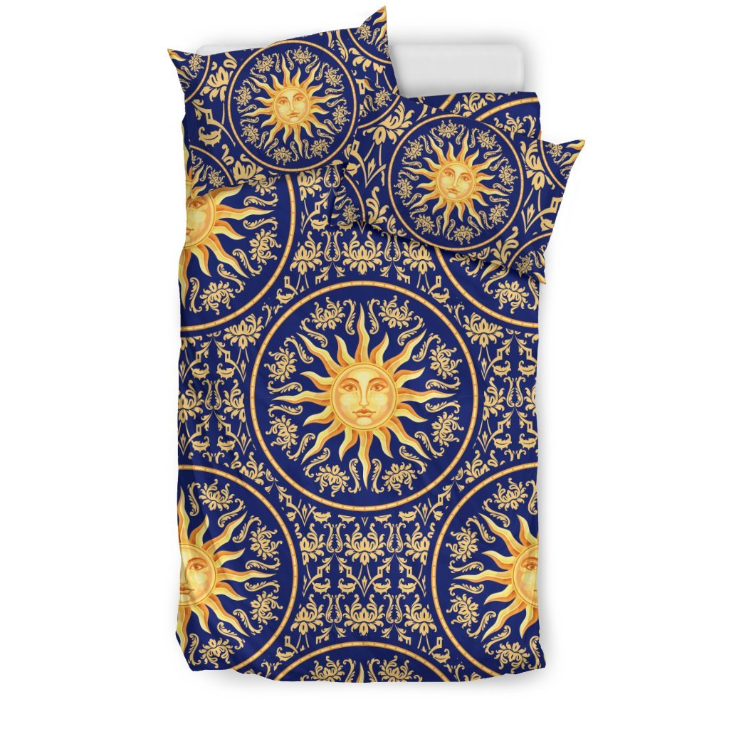 Celestial Gold Sun Face Duvet Cover Bedding Set
