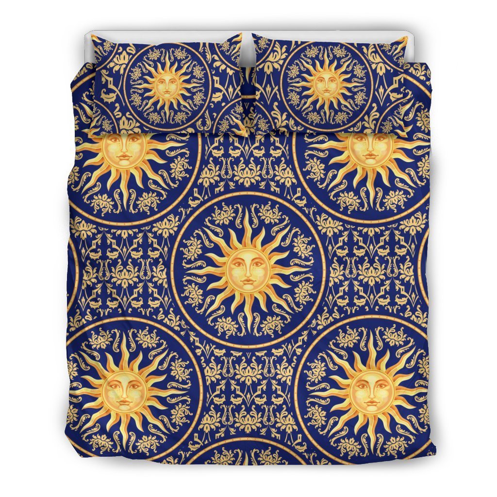 Celestial Gold Sun Face Duvet Cover Bedding Set