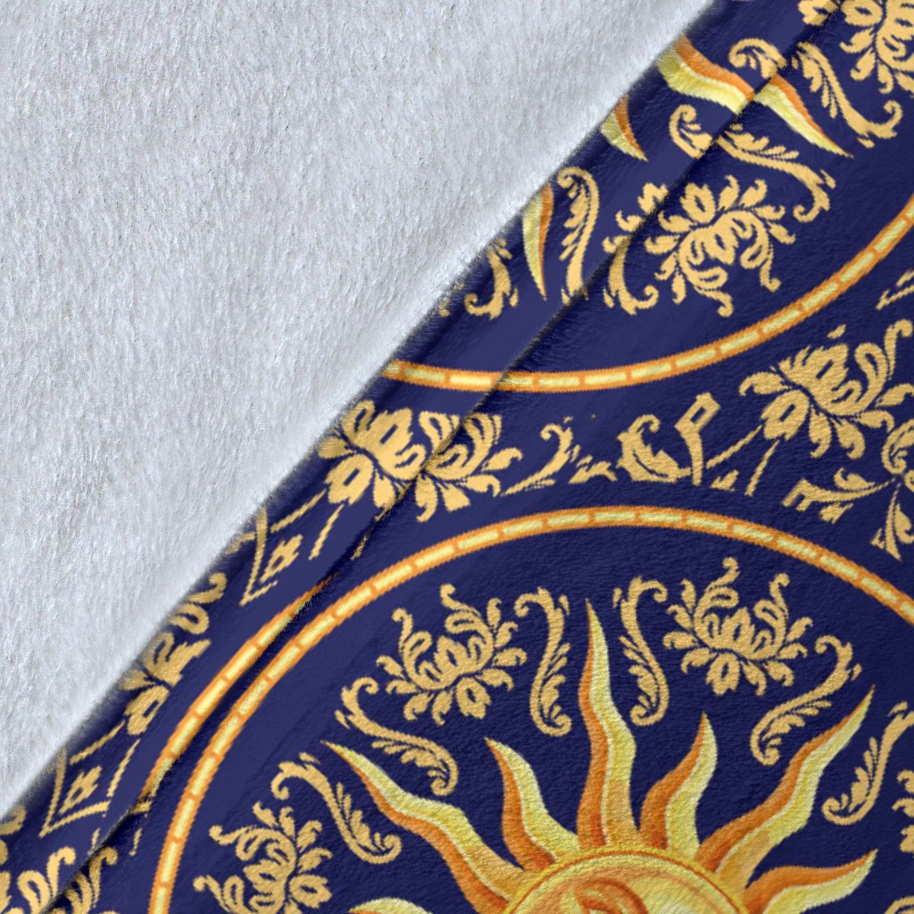 Celestial Gold Sun Face Fleece Blanket