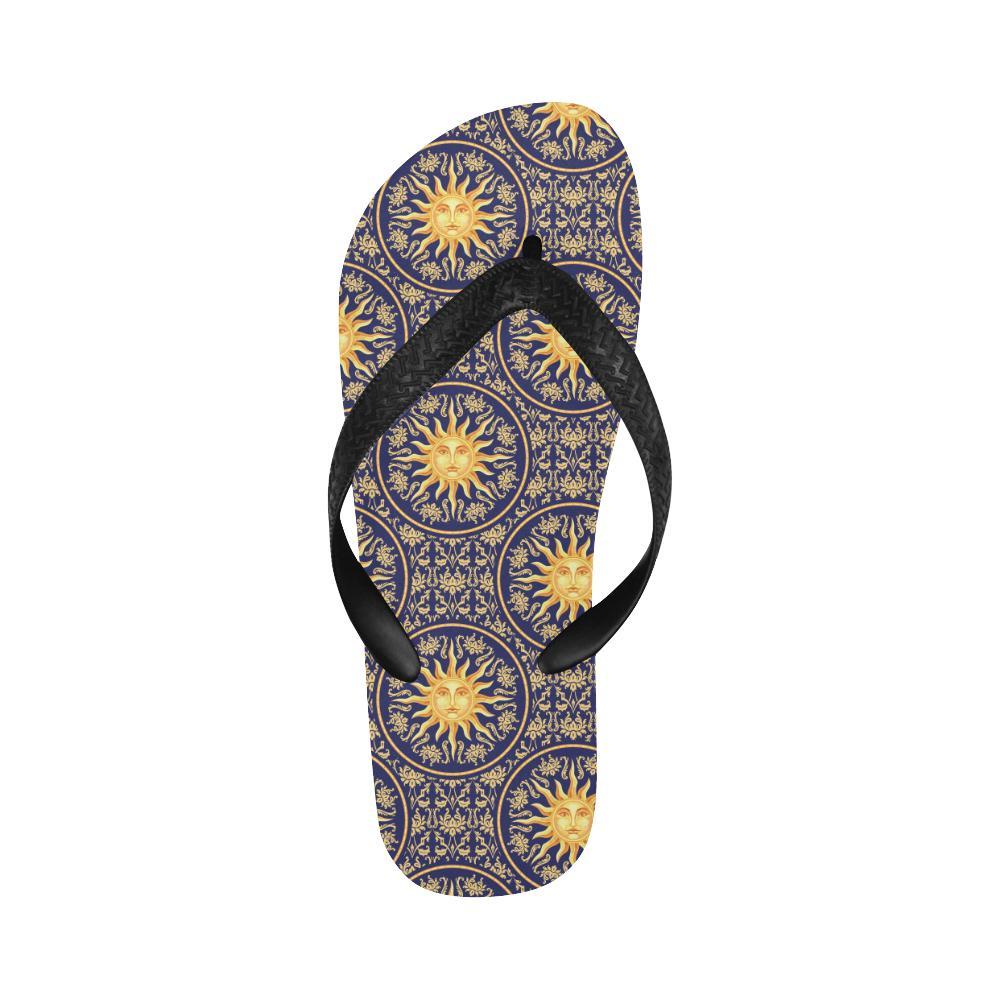 Celestial Gold Sun Face Flip Flops-JTAMIGO.COM