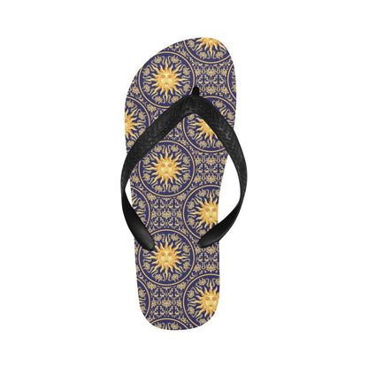 Celestial Gold Sun Face Flip Flops-JTAMIGO.COM