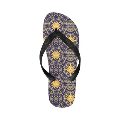 Celestial Gold Sun Face Flip Flops-JTAMIGO.COM