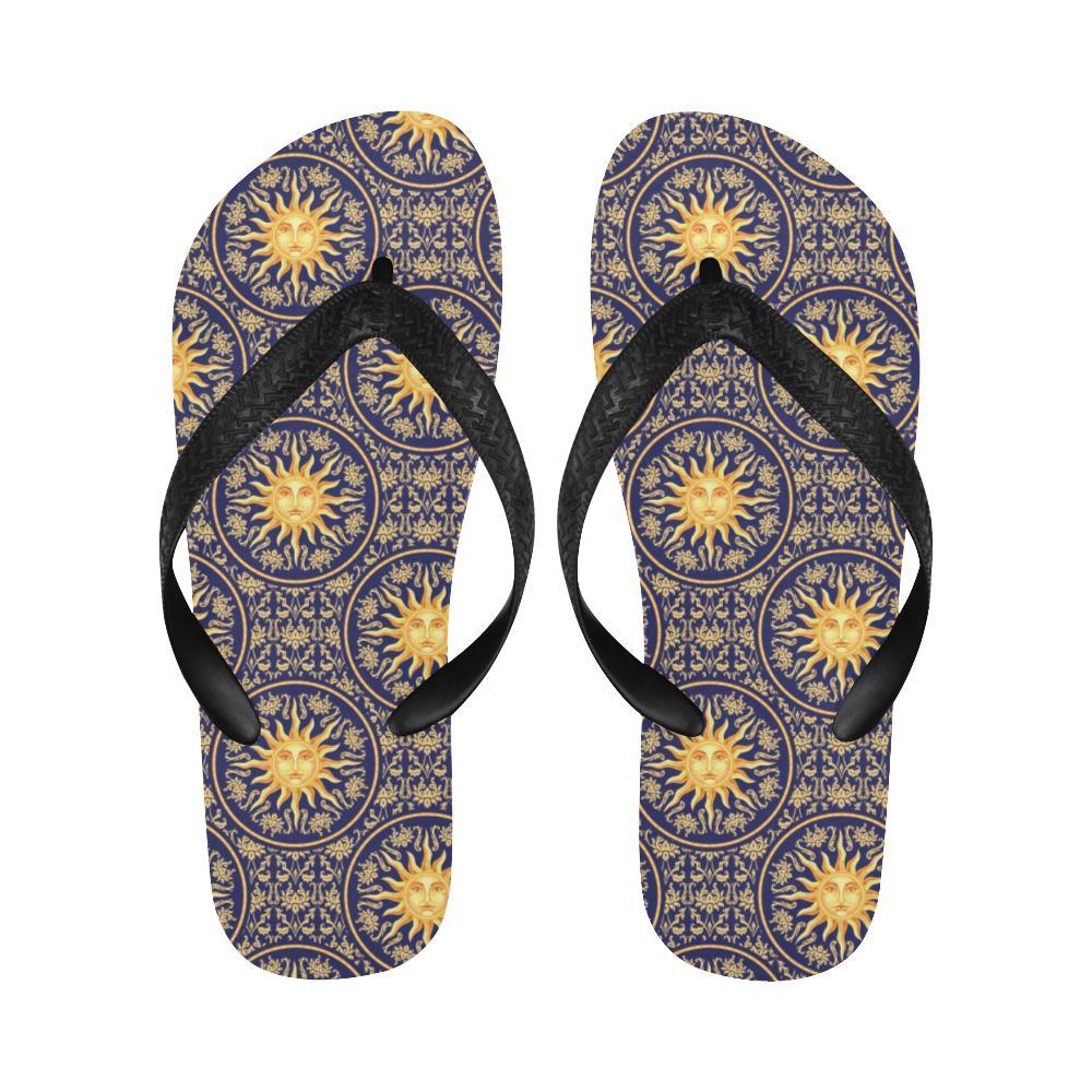 Celestial Gold Sun Face Flip Flops-JTAMIGO.COM