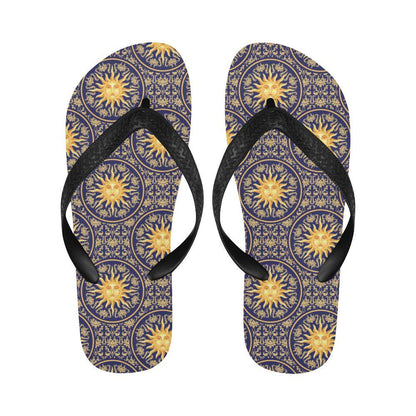 Celestial Gold Sun Face Flip Flops-JTAMIGO.COM
