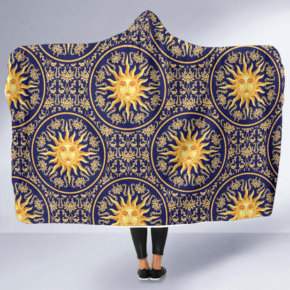 Celestial Gold Sun Face Hooded Blanket-JTAMIGO.COM