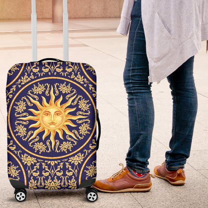 Celestial Gold Sun Face Luggage Cover Protector