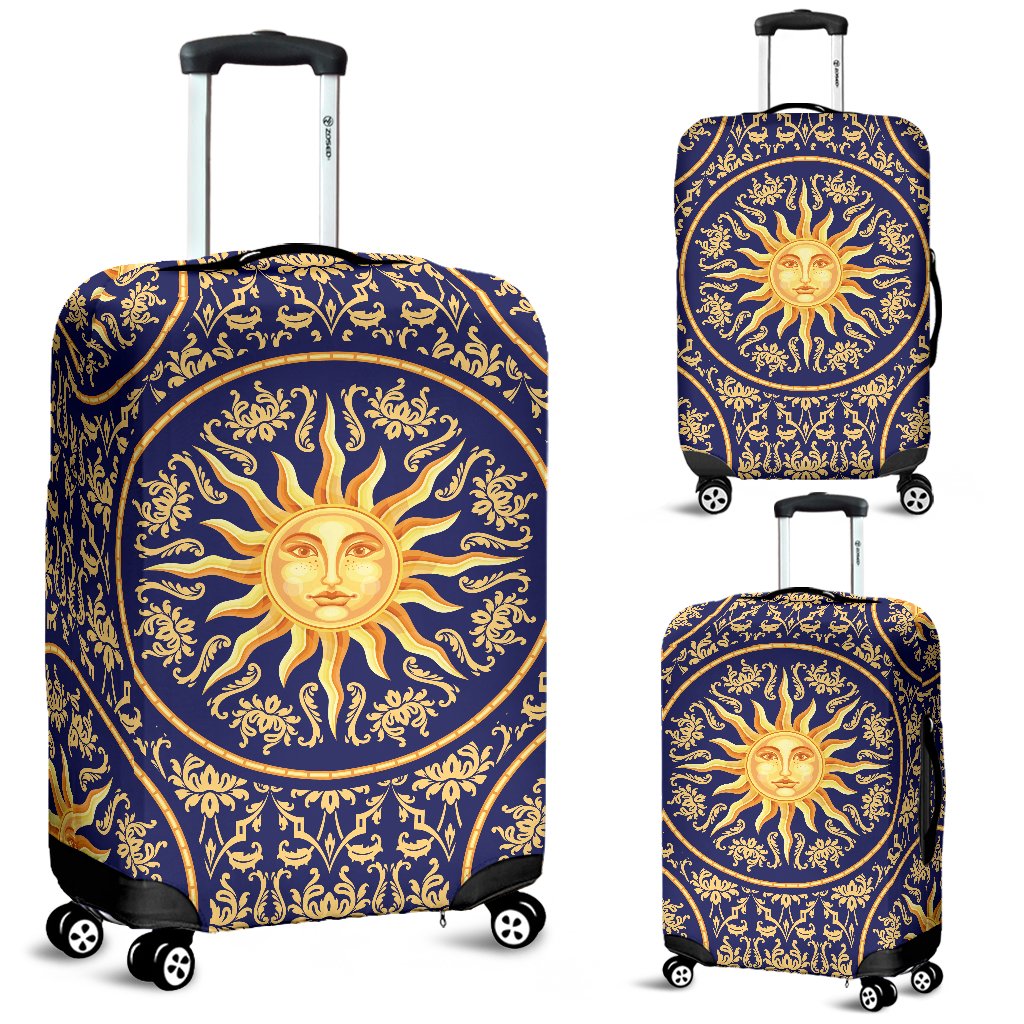Celestial Gold Sun Face Luggage Cover Protector