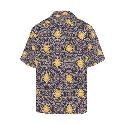 Celestial Gold Sun Face Men Aloha Hawaiian Shirt