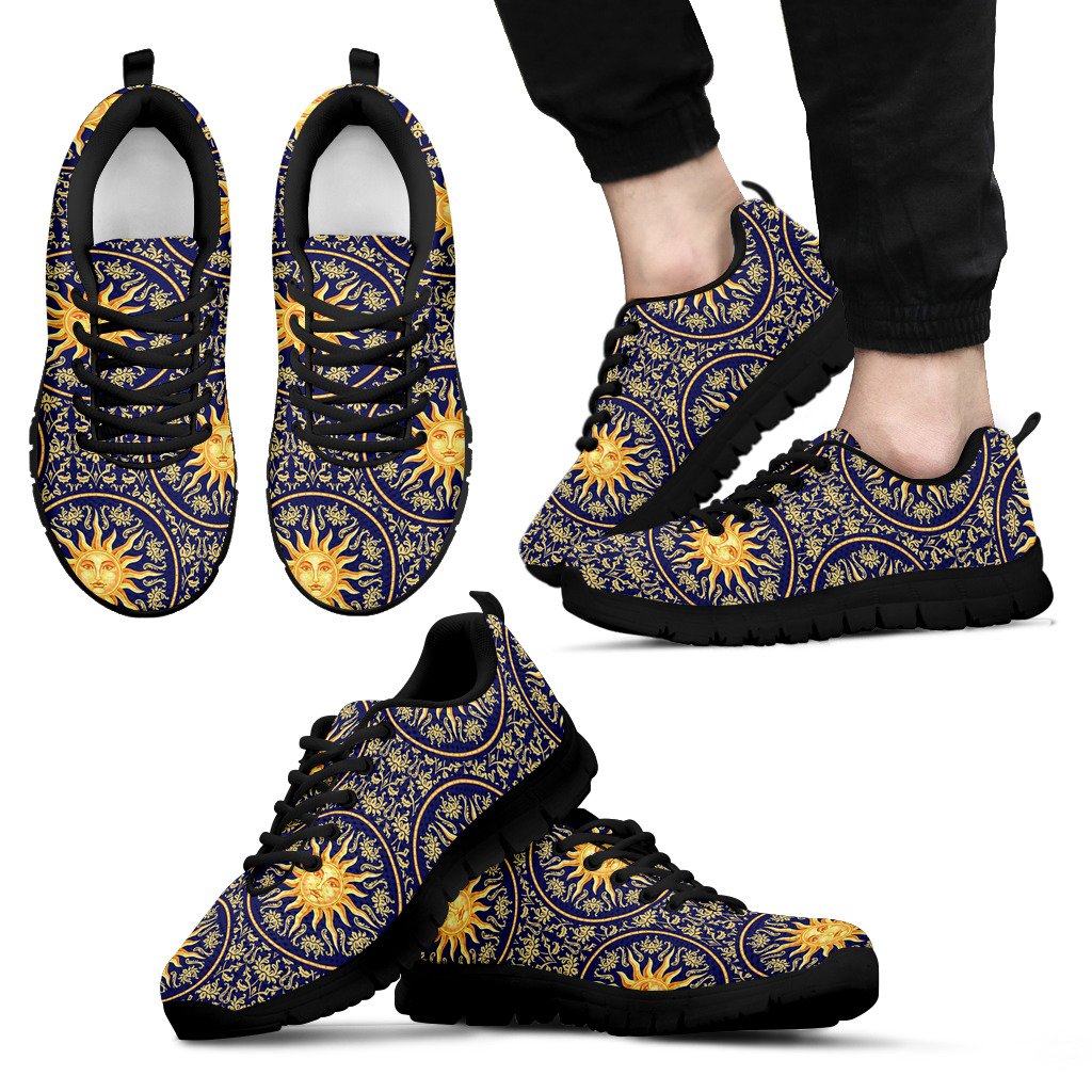 Celestial Gold Sun Face Men Sneakers Shoes