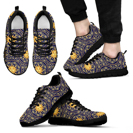 Celestial Gold Sun Face Men Sneakers Shoes