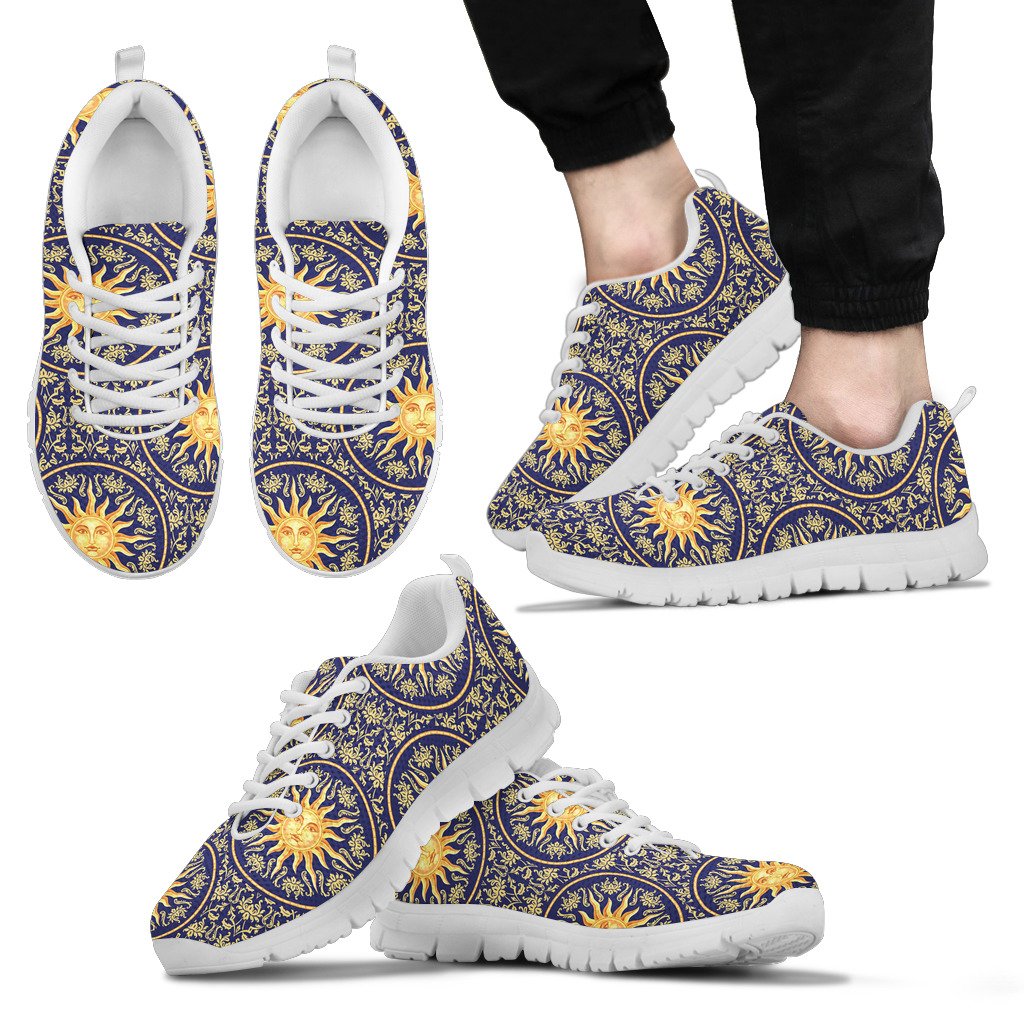 Celestial Gold Sun Face Men Sneakers Shoes